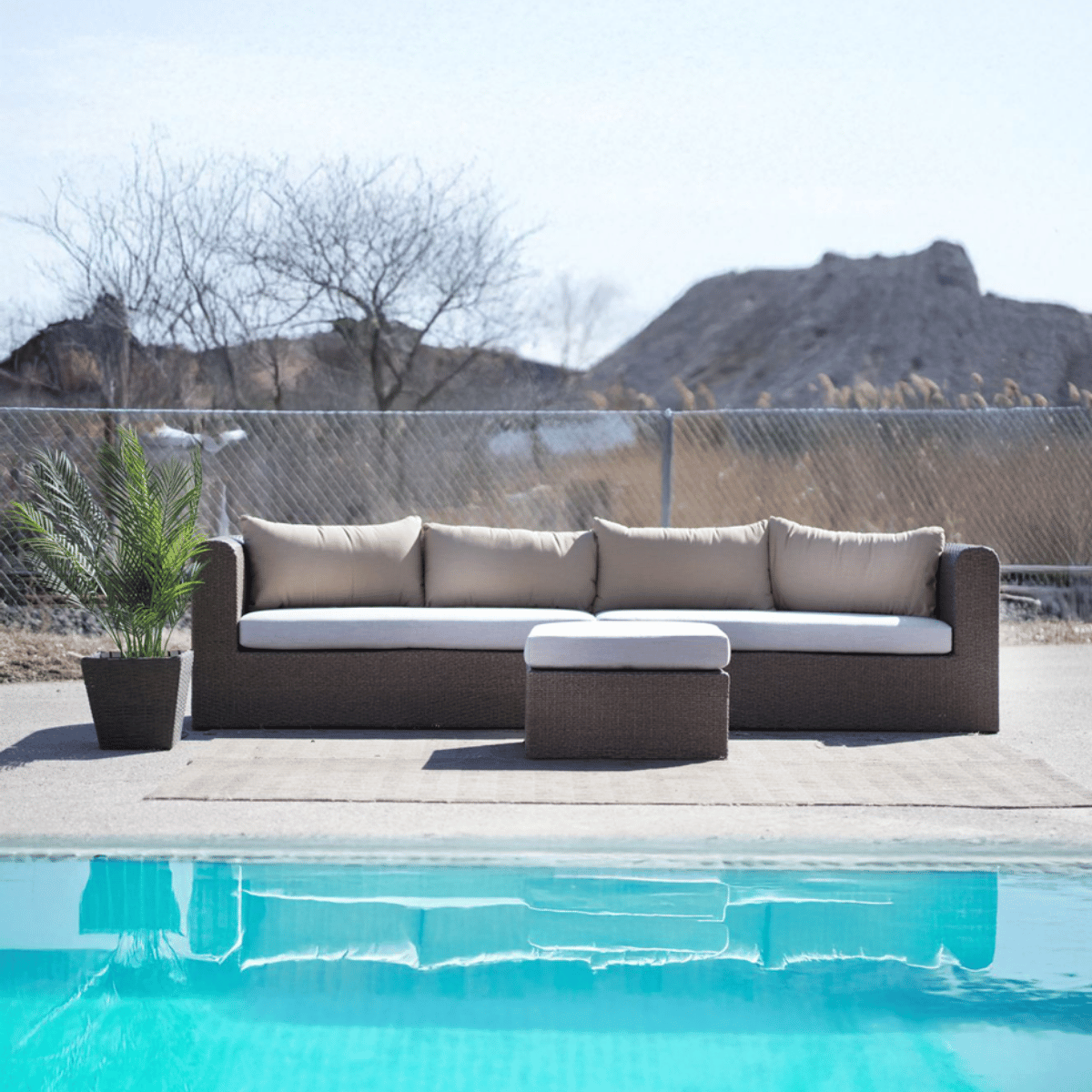 4-Person Rectangular Rattan Sofa – Canadian-Made with Custom Sunbrella Cushions